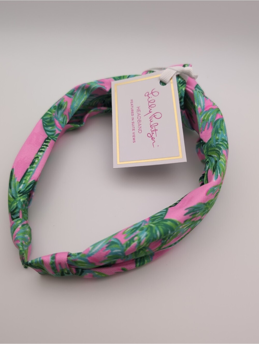 Lilly Pulitzer Classic Hot Pink and Green Tropical Patterned Headband 1" Wide